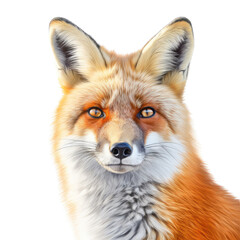 Fototapeta premium a Beautiful Red Fox Portrait, sly and crafty, fluffy, Wildlife-themed, photorealistic illustrations in a PNG, cutout, and isolated. Generative AI