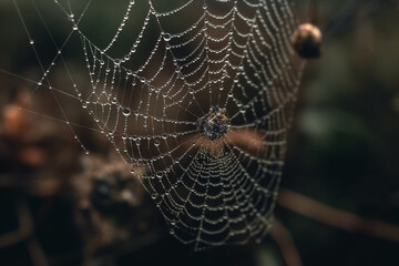 macro shot of a spider web Generative AI