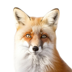 Fototapeta premium a Beautiful Red Fox Portrait, sly and crafty, fluffy, Wildlife-themed, photorealistic illustrations in a PNG, cutout, and isolated. Generative AI