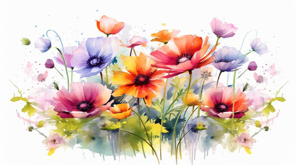 Fototapeta na wymiar watercolor flowers for design