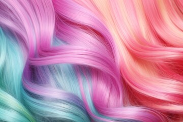 Pastel color curls, fashion hairstyle. Pink Hair texture background closeup. Generative AI 