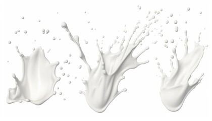 Set of Milk splash and pouring on white
