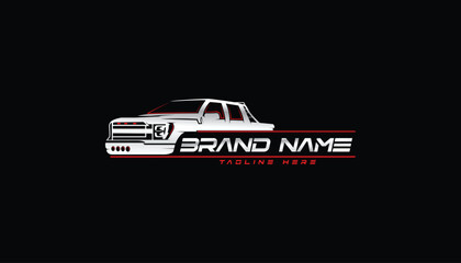 truck logo vector for detailing, wash, rental, and garage services with a premium outline silhouette look