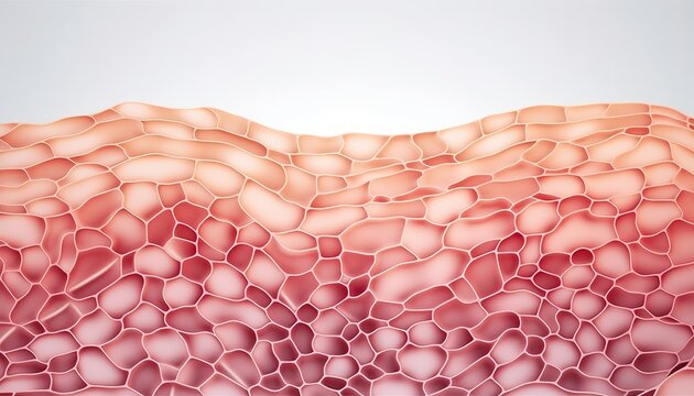 Saggy skin layer and skin cells, 3D rendering, beauty, and medicine