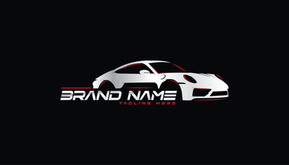 Sports car outline for detailing, garage, wash services car logo vector