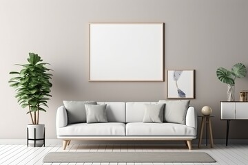nterior of living room with sofa, modern home. Generative AI Technology