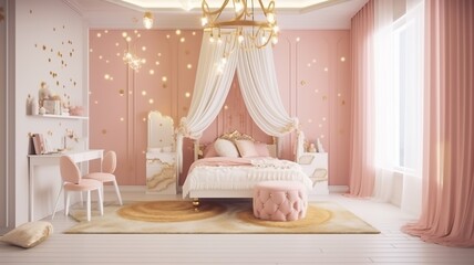 luxury style girl's room interior