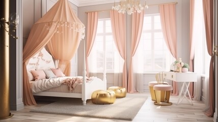 luxury style girl's room interior