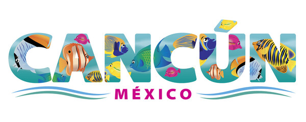 Estampado para playera de la playa de Cancún México