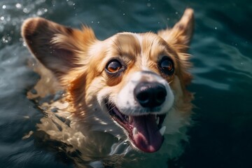 portrait of a dog in the water