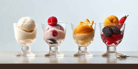 Ice cream dessert with fruits created with genertive AI.