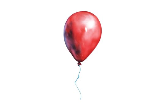 Red watercolor air balloon isolated on white. Colorful hand painted greeting elements illustration. Generative ai.