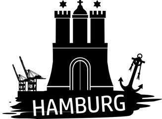 Hamburg Vektor Logo mit Anker und Hafen