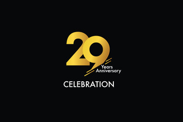 29th, 29 years, 29 year anniversary gold color on black background abstract style logotype. anniversary with gold color isolated on black background, vector design for celebration vector