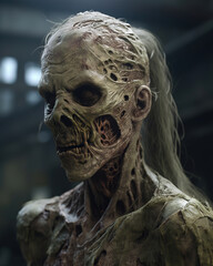 zombie character, apocalyptic, portrait of monster, generative ai 