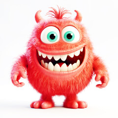 monster, funny cartoon isolated on white background, red, Generative AI