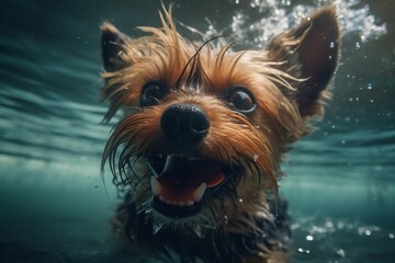 Naklejka premium yorkshire terrier on the beach