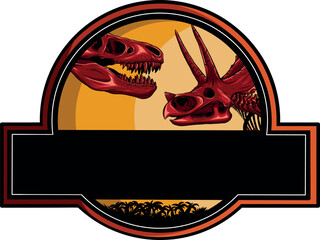 vector illustration of Dinosaur skeleton logo of jurassic park - 608807537