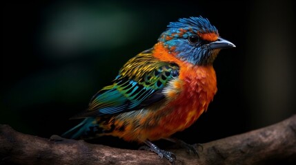 red and blue bird