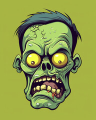 Cartoon Zombie head, generative ai 
