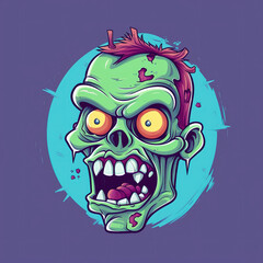 Cartoon Zombie head, generative ai 