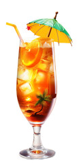 on the beach drink coctail isolated on the transparent background PNG. AI generative. - obrazy, fototapety, plakaty