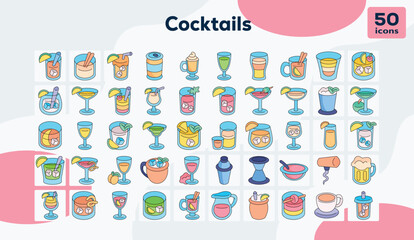 Cocktails color icons pack