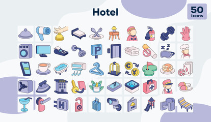 Hotel color icons pack