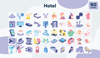 Hotel flat icons pack