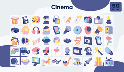 Cinema flat icons pack