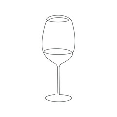Wine glass drawn in one continuous line. One line drawing, minimalism. Vector illustration.