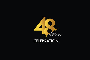 48th, 48 years, 48 year anniversary gold color on black background abstract style logotype. anniversary with gold color isolated on black background, vector design for celebration vector