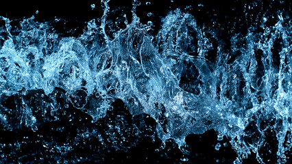 Abstract water splashes isolated on black background.