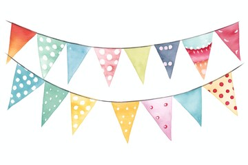 Obraz premium colorful bunting flags on white background, Created with generative AI