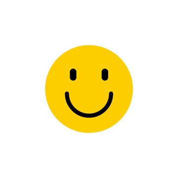 Vector smile face. Yellow smile emoji illustration isolated on white background.