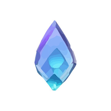 Gem Cartoon jewelry stone for game achievement and currency, icon of colored shiny crystal.