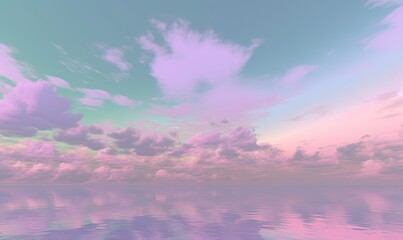 Naklejka premium a large body of water under a cloudy blue and pink sky. generative ai