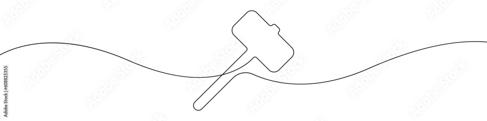 Poster hammer line continuous drawing vector. one line mallet tool vector background. mallet icon. continuo