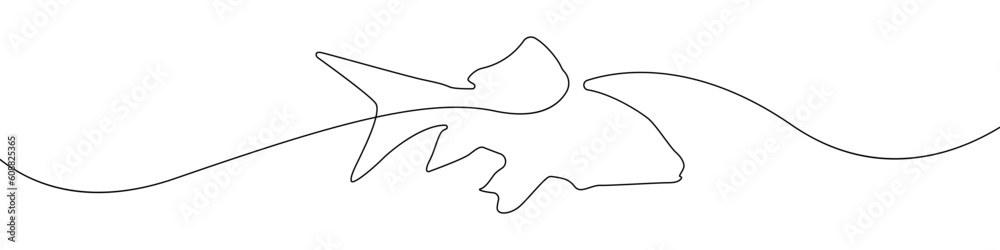 Poster fish line continuous drawing vector. one line fish vector background. fish icon. continuous outline 