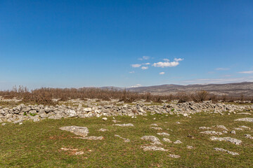 Fototapeta na wymiar Landscape impression of the dinara torrent at the border between croatia and bosnia herzegovina in early spring