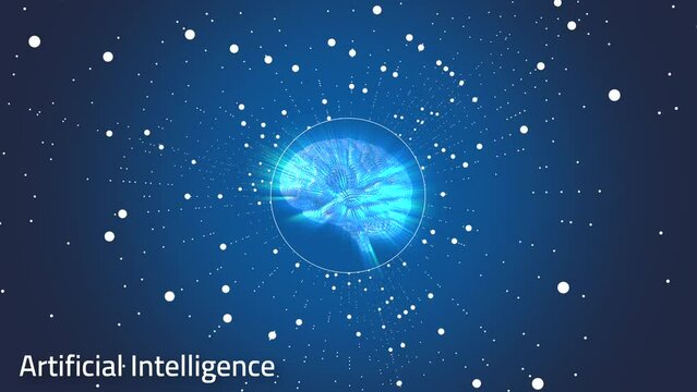 Artificial intelligence digital brain connected to a neural network of a sophisticated language model. AI animation. Big DATA. computer networks. data driven Research. Dangers of modern AI systems.