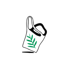 vector illustration of plastic bag with leaves concept