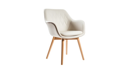 stylish chair with white top and light wooden legs standing on white Generative AI - PNG File - obrazy, fototapety, plakaty