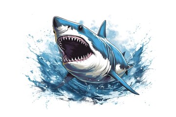 Beautiful graphical Great White Shark illustration, printable wallpaper, perfect for printing, animal print graphic design