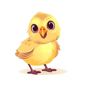 Cheerful illustration of a baby chick with vibrant details