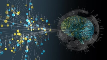 Artificial intelligence digital brain connected to a neural network of a sophisticated language model. AI animation. Big DATA. computer networks. data driven Research. Dangers of modern AI systems. - Powered by Adobe