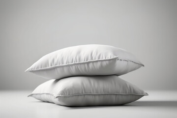 "Pure Comfort - White pillows on a blank surface. Generative AI
