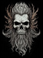 Skull. Print for T-shirts. Generative AI