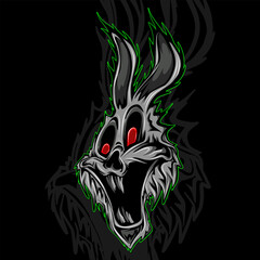 Rabbit tribal tattoo silhouette illustration