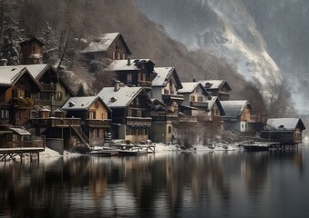 Fototapeta premium houses on the river